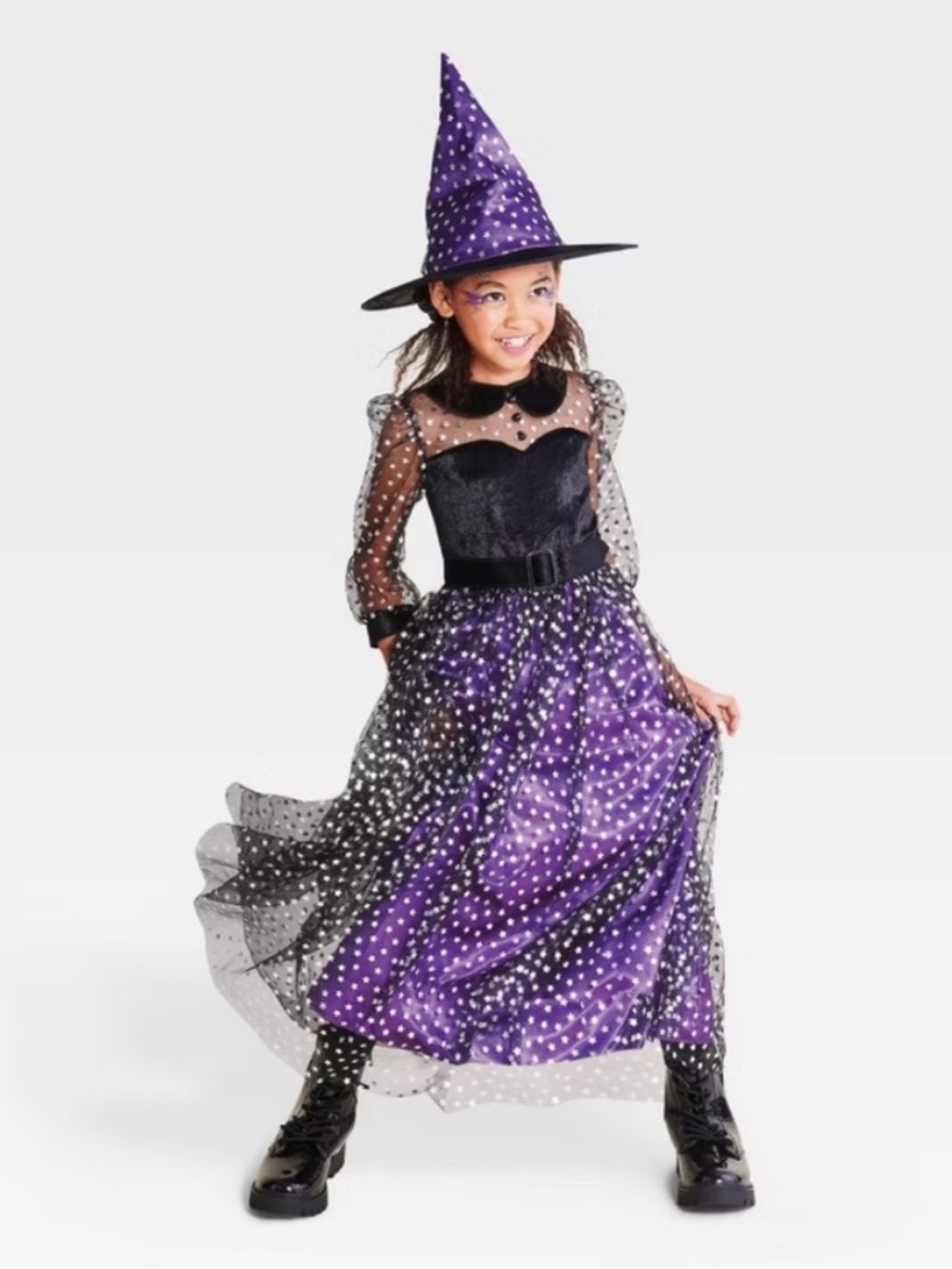 Hyde and EEK! Light Up Starlight Witch Purple Halloween Costume Dress Size Small